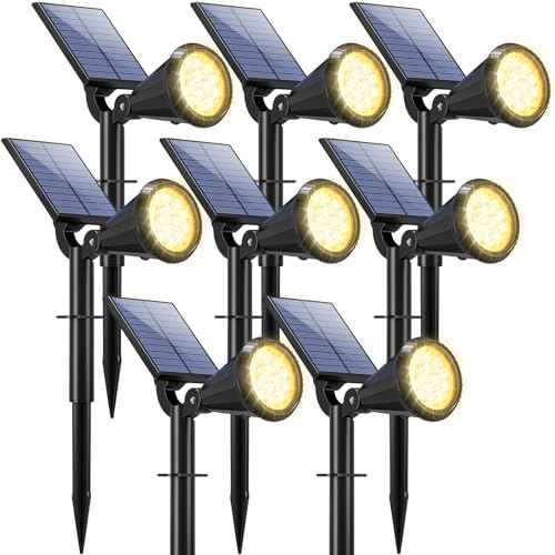 WELALO Solar Spot Lights Outdoor Waterproof for Flag, [8 Pack/4 Modes] Landscape Spotlights 180¡Æ Adjustable Solar Powered Lights for Walkway Pathway Tree Yard Garden Wall Driveway Statue Warm White