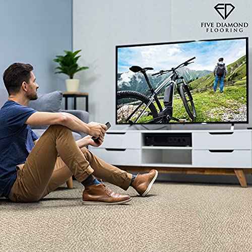 Feather Peel and Stick Carpet Tiles, Attached Cushion, Easy DIY Install, Soft Residential Carpet, American Made, Seamless Appearance, Plush (10 Tiles - 22.5 Square Feet) (Dovetail, 18x18)