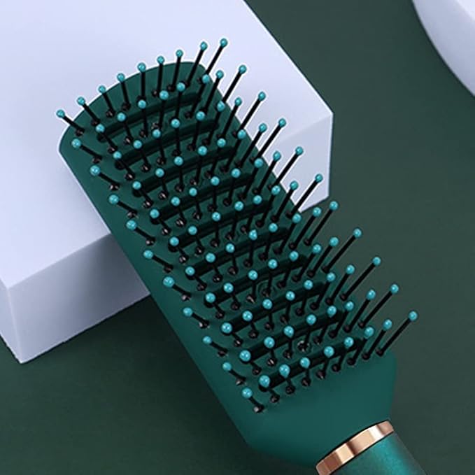Detangling Brush Anti-Static Detangler Hair Brush Blow Drying Hairbrush Comb Nylon Bristle Pins Fashion Massage Brushes Wet or Dry All Hair Types Styling Dark Green Color (Vented)