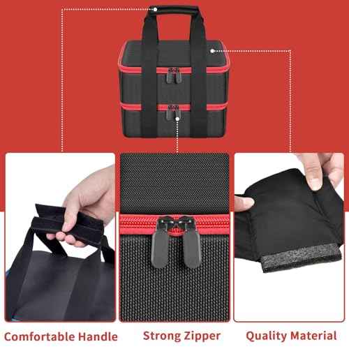 Case Compatible with Milwaukee Battery/for Dewalt/for Makita 18V/20V Max Lithium-Ion Batteries, Double Layer Storage Tool Bag for Replacement Battery &Rapid Optimum Charger with 10 Dividers (Box Olny)