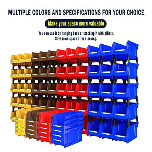 Small parts organizer Wall Mounted Hanging Bins Parts Storage Organizer Garage Storage Bins for Bolts, tools,other small parts (Red,pack of 9)