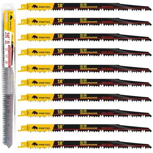 Wood Pruning Reciprocating Saw Blades, 12 Inch Pruning Blades for Reciprocating Saw, High Carbon Steel Reciprocal Saw Blades for Tree Trimming, Wood Cutting with Organizer Case, (10 Pack/5TPI)