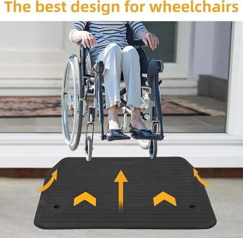 4" Rise Rubber Threshold Ramp for Doorways - 33,000 LBS Capacity Wheelchair Ramp, Non-Slip Surface, Portable Driveway Curb Ramps for Home Entry