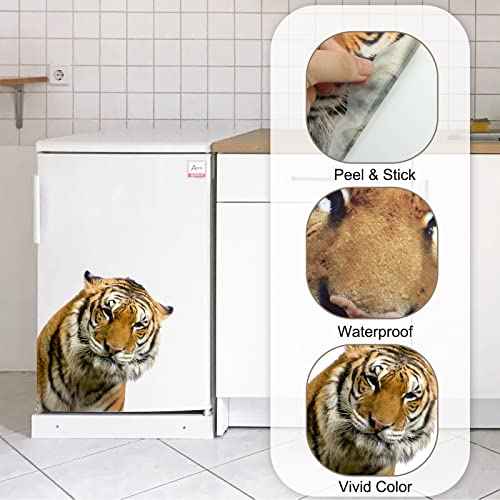 Funny Tiger Wall Sticker, Realistic Tiger Head Wall Decals Peel and Stick, Removable Vinyl Tiger Sticker Gift for Friends Kitchen Bathroom Kids Bedroom Store Window Wall Art Decor