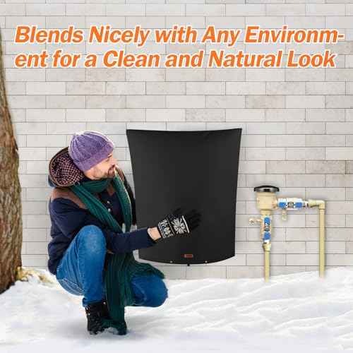 Backflow Preventer Pipe Insulation Cover (5¡ÆF) - Irrigation Sprinkler Valve Insulated Pouch - Water Well Pump Cover - Sturdy 5 Layers for Winter Freeze Protection, 24" W x 36" H, Black