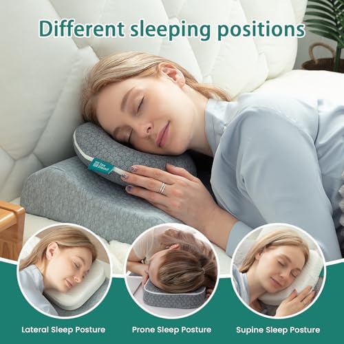 Ear Pillow with Ear Piercing for Side Sleeping, Ear Hole Memory Foam Donut Pillows for Ear Pain CNH Earring Pierced Pillow, Round, Gray