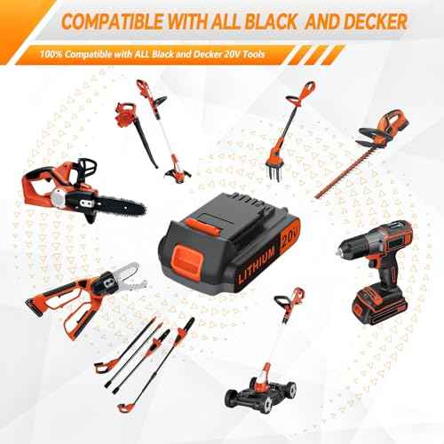 20 Volt MAX 2.0AH Lithium-Ion Battery Replacement for Black+Decker 20V Battery£¬Compatible with All Power 20V Black and Decker Power+ Tools