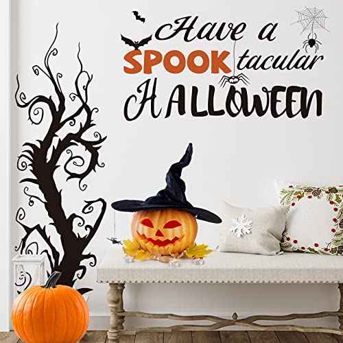 Zonon 3 Sheets Halloween Wall Decals Tall Black Bats Ancient Castle Wall Stickers Decor DIY Removable Home Walls Art for Halloween Party Supplies (12 x 39 Inch,10 x 35 Inch,Fresh Style)