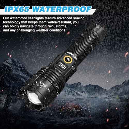 Rechargeable Flashlights 2200 High Lumens, Super Bright LED Flashlight with Zoomable, 6 Modes, IPX6 Waterproof, Powerful Tactical Handheld Flash Light for Camping, Hiking, Emergencies