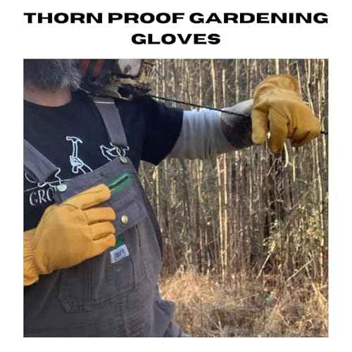 Iron Fencer Leather Work Glove- 207 Medium Cowhide Leather Fencing Gloves for Men Heavy Duty Double Palm, Guantes de Trabajo, Ranch, 207M