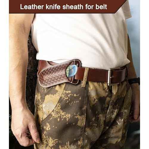Knife Sheath,Thick Genuine Leather Knife Sheath for Belt,Fits Folding Pocket Knife Sheaths EDC Tool Holster
