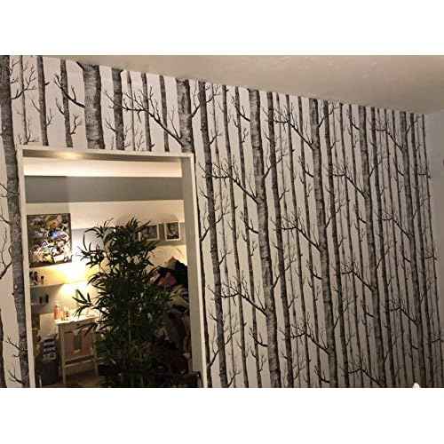 Birch Tree Peel & Stick Shiplap Black/White Removable Wallpaper - Self Adhesive, Waterproof & Shelf Liner - Home Decoration - 17.7" x 118"