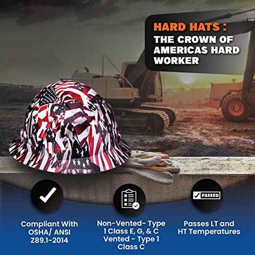 ACERPAL Full Brim Non-Vented Tattoo/Skull Design Matte Finish OSHA Hard Hat with 6-Point Suspension