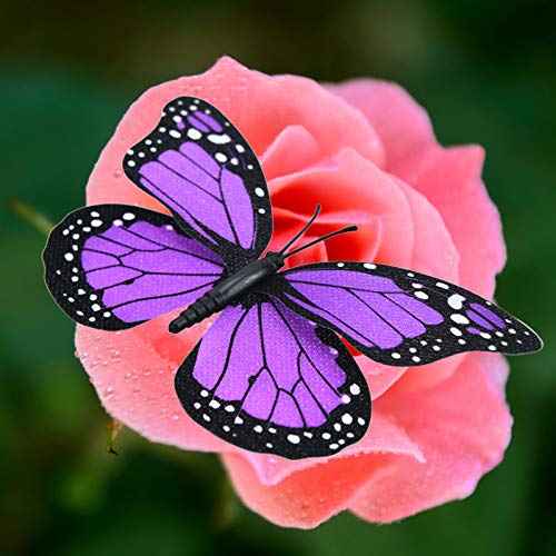 AQUEENLY Monarch Butterfly Decorations, 4.72'' Purple Premium Artificial Monarch Butterfly to Decorate for Craft, Home, Wall, Wedding, Party (12 Pcs)