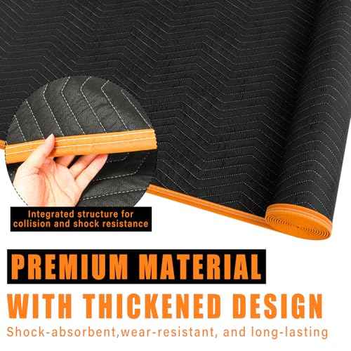 Aliceset 2 Pcs 80 x 144'' Extra Large Moving Blankets Heavy Duty Packing Blankets Quilted Shipping Furniture and Storage Pads Thick Furniture Pads for Wrapping Moving Protecting Supplies, Black