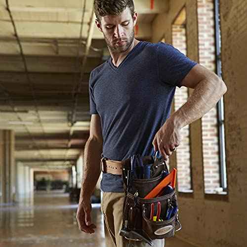 McGuire-Nicholas 10 Pocket Carpenter's Pouch | Premium Leather Nail & Tool Bag with Reinforced Wear Points