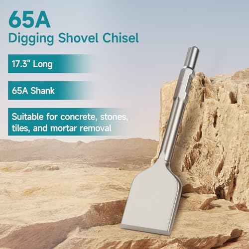 17.3 x 4.9 Inch Square Shovel Chisel - 65A Shank Steel Digging Shovel Chisel, Round Shank Spade Chisel, Ideal for Gardening, Landscaping, Concrete, Bricks, and Sand
