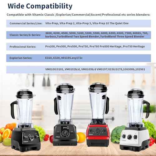 For Vitamix Blender Pitcher 64oz Container, Replaces 5200 5300 6500 7500 Pro200 500 Vita-Prep vm0101 vm0102 E310 320 etc, Perfect Fit for Vitamix Classic/Explorian Series Blender Replacement Cup