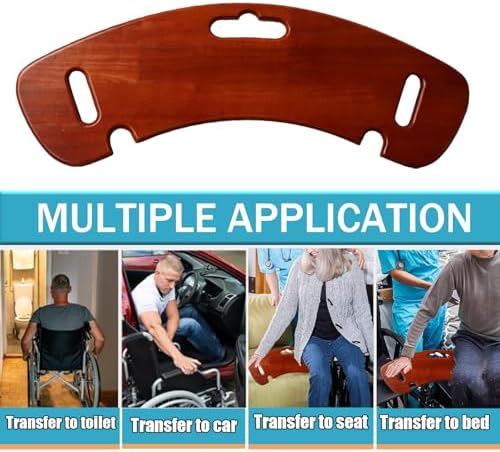 Transfer Board, 31" Heavy Duty Wooden Slide Board for Patient, Elderly, Disabled, Supports 440 Pounds for Transferring to Wheelchair, Chair, Bed, Toilet, Car