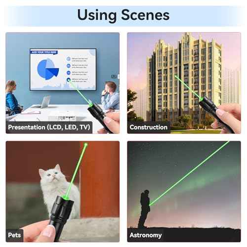 [Professional] Rechargeable Green Laser Pointer High Power Green Beam Laser Light Long Distance Range for TV/LED/LCD Screens Tactical Flashlights Presentation Office/Outdoors/Astronomic [002]