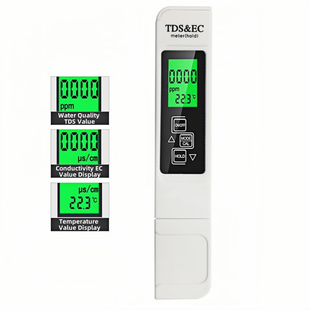 4 in 1 TDS Meter Digital Water Tester for Drinking Water, All New 2025 Portable Water Quality Tester with EC Temp Color Display, PPM Meter Water Tester for Aquarium Hydroponics Tap Water (White)
