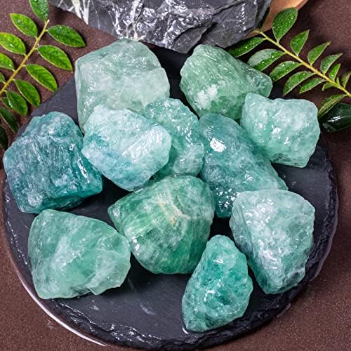 1 lb Bulk Green Fluorite Rough Stones Raw Crystals Large 1" Natural Raw Stones Crystal for Tumbling, Cabbing, Decoration, Polishing, Wire Wrapping, Wicca Reiki Crystals Healing