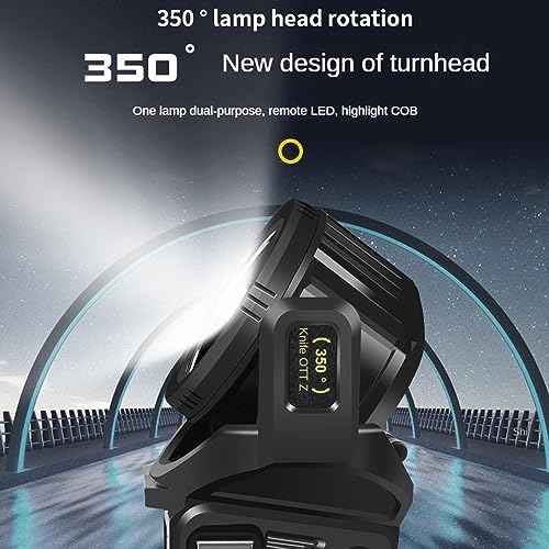 1300000 L Spotlight, Rechargeable Led Spotlight Flashlight with 350¡Æ Rotate Head, 9 Modes Super Bright Spot Lights Outdoor Handheld, IPX6 Waterproof Solar Flashlight for Emergencies