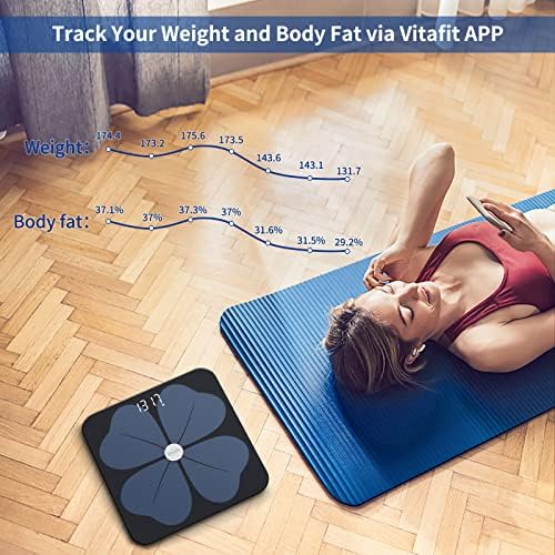 Vitafit Smart Body Fat Weight Scale for Body Composition Monitors, Weighing Professional Since 2001, Digital Wireless Bathroom Scale for BMI Fat Water Muscle with App,400lb, Black
