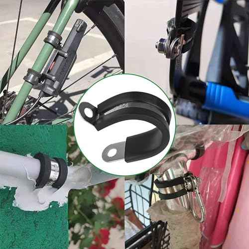 30pcs 1/8 Inch Stainless Steel Cable Clamps,Rubber Coated Cushioned Insulated Cable Clamp,Automotive Cable Wire Clamps,Pipe Clamps,Metal Clamp for Tube,Lines,Wire Cord Installation(Black,3mm)