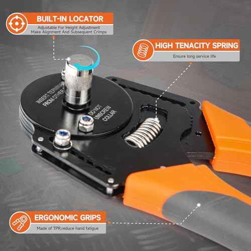 iCrimp Deutsch Crimp Tool Kit, Closed Barrel Crimper 4 Way Indent, 8 Impression Deutsch Crimper for Solid Contacts Gage 14,16&18 with 105PCS DT Connector Kit for Automotive Electrical