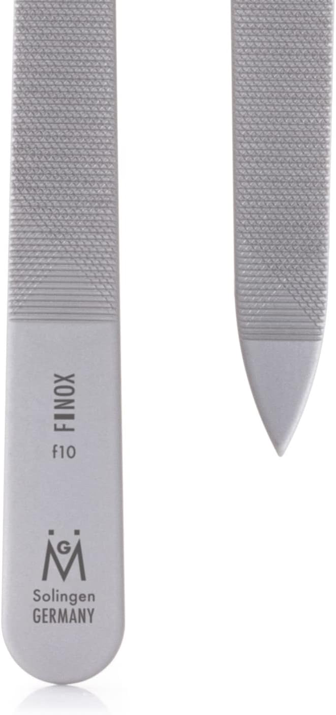 GERMANIKURE Travel Triple Cut Metal Nail File, Ethically Made in Solingen Germany, FINOX Stainless Steel, Double Sided, 9cm