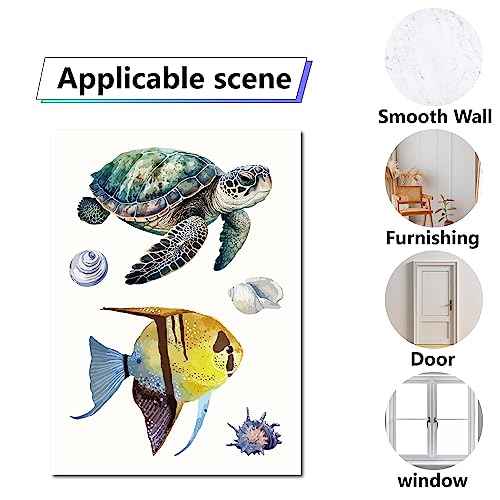 CRASPIRE 8 Sheets Sea Life Window Decals Stickers Ocean 3D Turtle Seahorse Starfish Coral Shell Summer Wall Clings Sticker PVC Self-Adhesive Peel and Stick for Bathroom Home Nursery Bedroom Bathroom