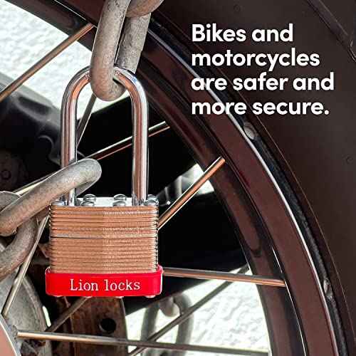 Lion Locks 6 Keyed Alike Padlocks with 2" Long Shackle, 12 Keys - Padlocks for Outdoor Use, Locks with Keys, Hardened Steel Case, Pick Resistant Brass Pin Cylinder for Hasp Latch, Locker, Gate