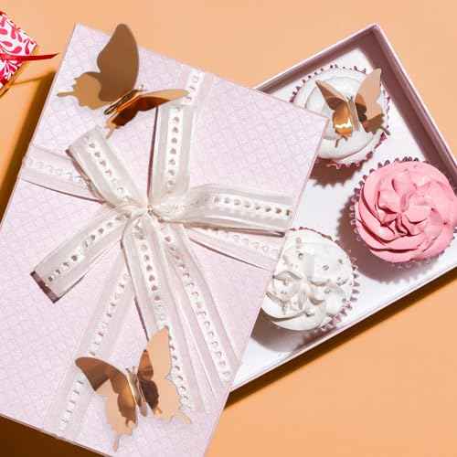 Butterfly Wall Decal Room Decor, Rose Gold Butterfly Wall Decor 24 pcs, Party Decor, Wedding Decoration, Aesthetic Butterflies Stickers for Bedroom