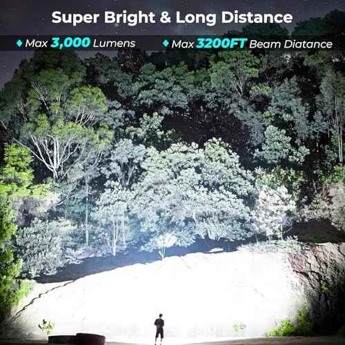 Rechargeable Flashlights High Lumens, 9000 Lumen Super Bright Led Flash Light, Powerful Flashlight with 7 Modes, COB Light, IPX7 Waterproof for Camping, Emergencies