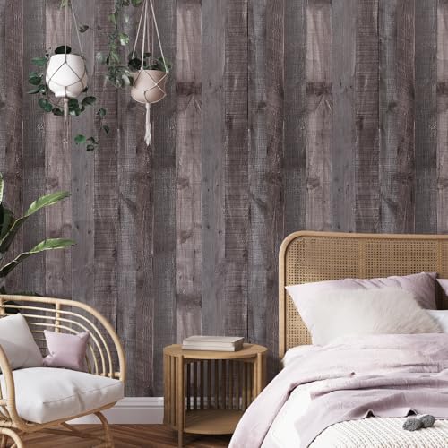 WENMER Wood Contact Paper 17.71¡± x 118¡± Rustic Wood Wallpaper Wood Peel and Stick Wallpaper Brown Grey Wood Grain Contact Paper Faux Wood Wallpaper Self Adhesive for Cabinet Countertop Shelf Wall
