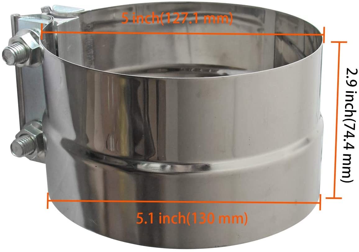 Exhaust Clamps 5" Lap Joint 304 Stainless Steel Band Clamp (4 Pack)