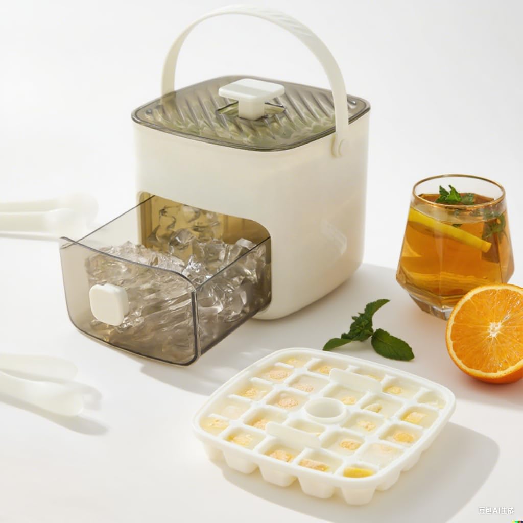 Portable Ice Maker for Freezer with Ice Bin Fast Making, Stackable Ice Cube Maker, Compact Countertop & Storage Drawer | One-Touch Operation for Home, Office,Household & Outdoor Use (White)