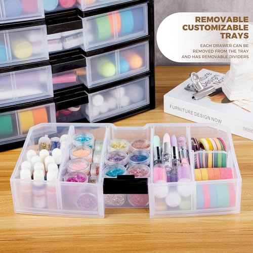 Screw Organizer Small Parts Cabinet Chest, 16-Drawer Hardware Electronics Nuts Bolts Storage Drawers Organization Toolbox Garage Craft Teacher Beads Scrapbook Art Hobby (Black)