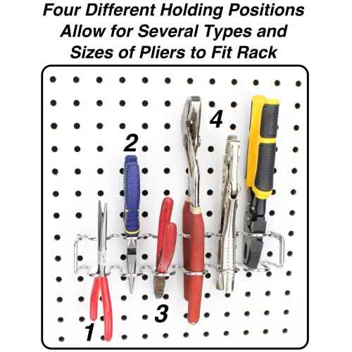 Pegboard Screwdriver Holder, 4-Pack - Hooks to Any Peg Board - Screwdriver and Pliers Rack Accessory Tool Organizer - Organization Accessory for Workbench, Garage, Tool Shed, Craft Room