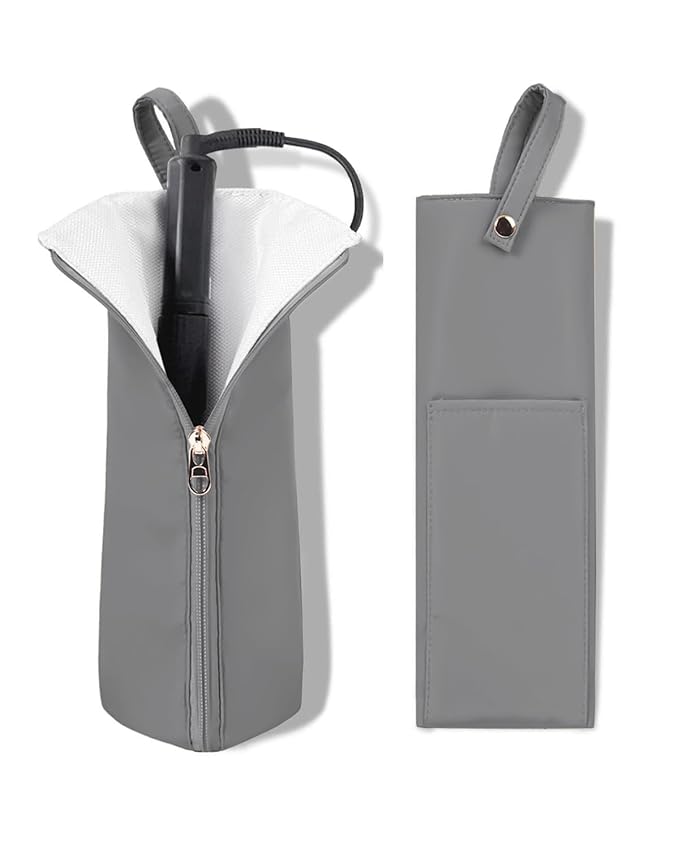 Holder & Mat for Curling Iron Flat Iron, Heat Resistant Hot Hair Tool Travel Bag Case