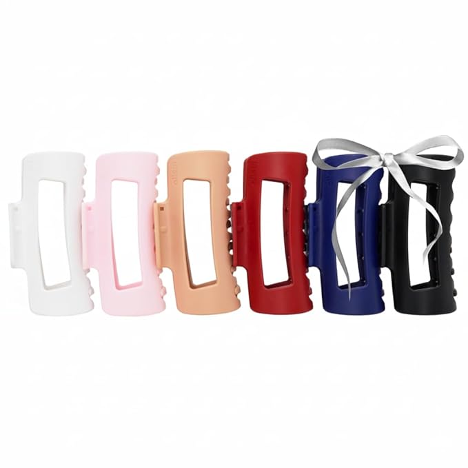 The Original Mello Hair Claw Clip Squishy Claw Clip Made in Korea Patent Pending 30021976 (Pink, Red, Blue, Black, Brown, White, 6 Pack Medium)
