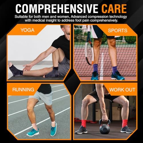 Doc Miller Ankle Brace for Women & Men – Foot Compression Sleeve, Toeless Wrap & Support for Pain Relief, Plantar Fasciitis, Achilles Tendonitis & Injury Recovery, 1 Pair