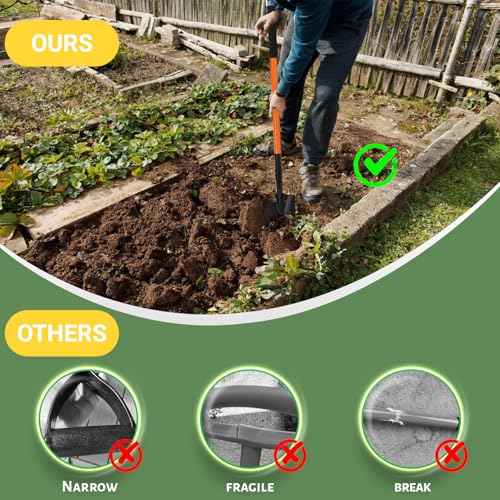 Small Shovels for Digging, Garden Spade Shovel Beach Shovels with 43.3in Handle,Heavy Duty Portable Metal Shovel for Gardening Camping Trenching Digging Landscaping,Off-Road Use, Orange