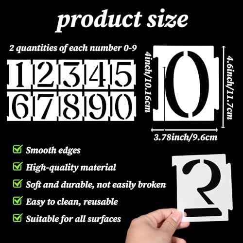20 Pcs Curb Painting Stencils Kit 4 Inch Curb Address Stencil Kit for Painting on Walls Number Curbs Stencils Kits for Address Paint on Wood Wall Mailbox Road