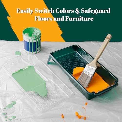 Paint Tray Liner, 4 Inch Paint Roller Tray with 15 Pcs Disposable Paint Liners, Small Paint Tray Set, Plastic Paint Pan, Easy to Clean House Painting Supplies for Walls, DIY Projects