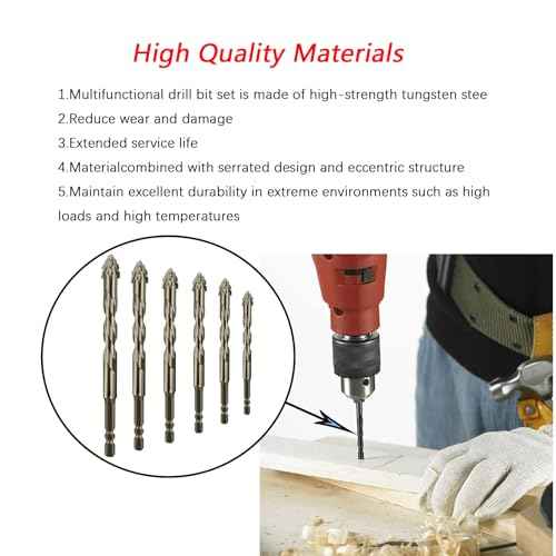 Four Bladed Serrated Eccentric Drill Bit (4/5/6/8/10/12mm) for Stone, Glass, Concrete, Wood, Brick, Metal,Multi Functional Super Hard Bevel Head Eccentric Drill bit