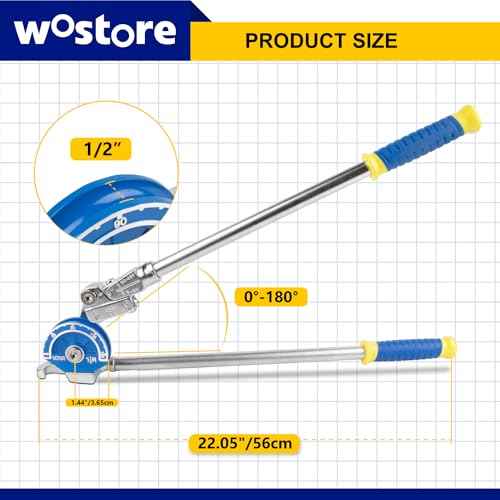 Wostore 1/2" Heavy Duty Tubing Bender Tube Bender Roller 180¡Æ HVAC Copper Tool for Copper Pipe, Aluminum Pipe, Iron Pipe, Stainless Steel Pipe