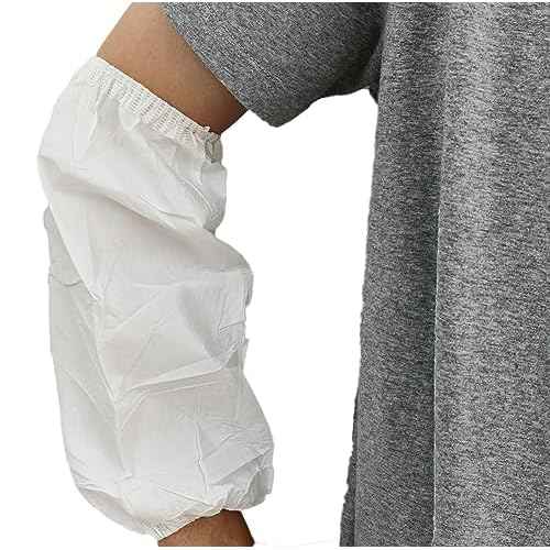 ZMDREAM Hazmat Sleeves Covers Arm Protector with Elasticated Ends White for Painting Tatoo Cleaning 13/16 inches Pack of 100