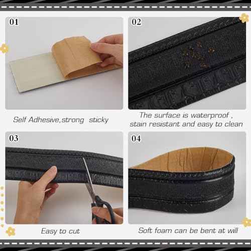 CRASPIRE 90.5 x 3.14in Peel and Stick Wallpaper Border Black Crown Molding Self Adhesive Flexible 3D Baseboard Trim Mirror Sticky Wall Edging Base Lines Foam for Hotel Home Bathroom DIY Decor